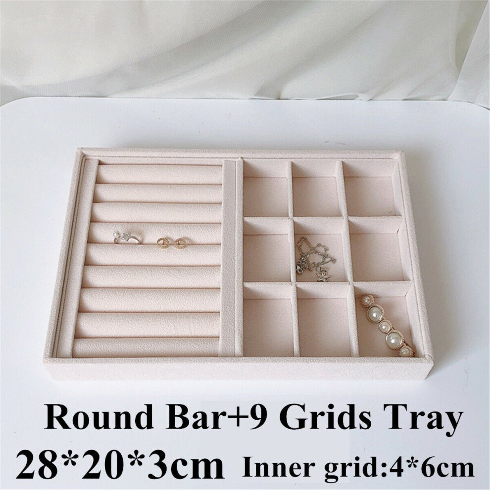 () Jewelry Display Organizer Box Storage Showcase Necklaces Earrings Ring Tray