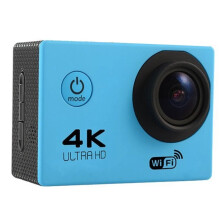 (Blue) Wireless Wifi Camera HD 4K Waterproof Wide Angle 2.0 Inch Screen for Outdoor Sports Camera