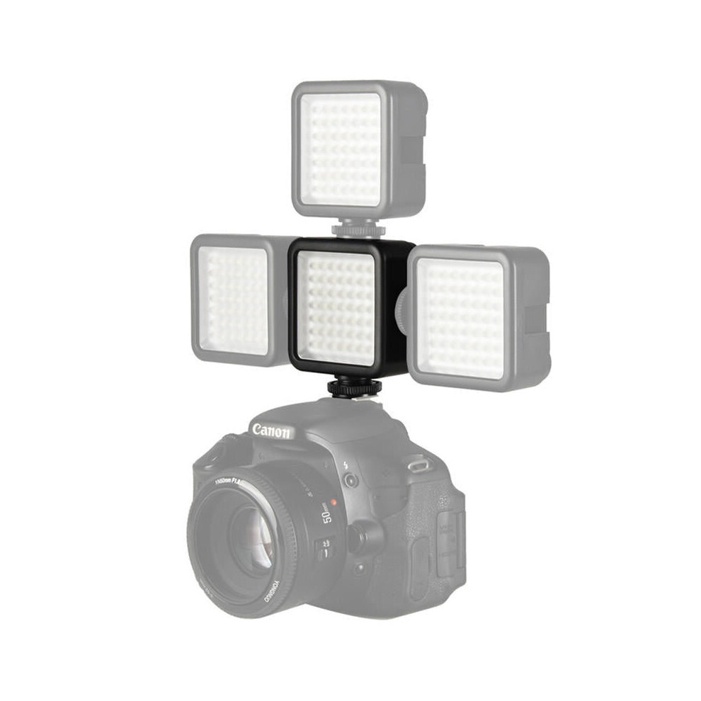 Mini Camera LED Video Light Interlock with 3 Hot Shoe Mount