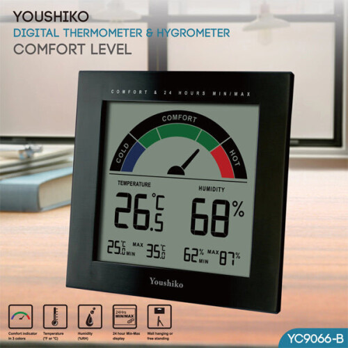 Digital Thermometer Hygrometer with Comfort Level Display 2