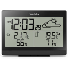 Youshiko Wireless Weather Station , Radio Controlled Clock ( UK Version) , Indoor Outdoor Temperature Thermometer, Humidity