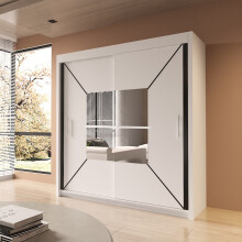 (150cm, 1 LED) Nicola Stylish Mirror Sliding Door Wardrobe