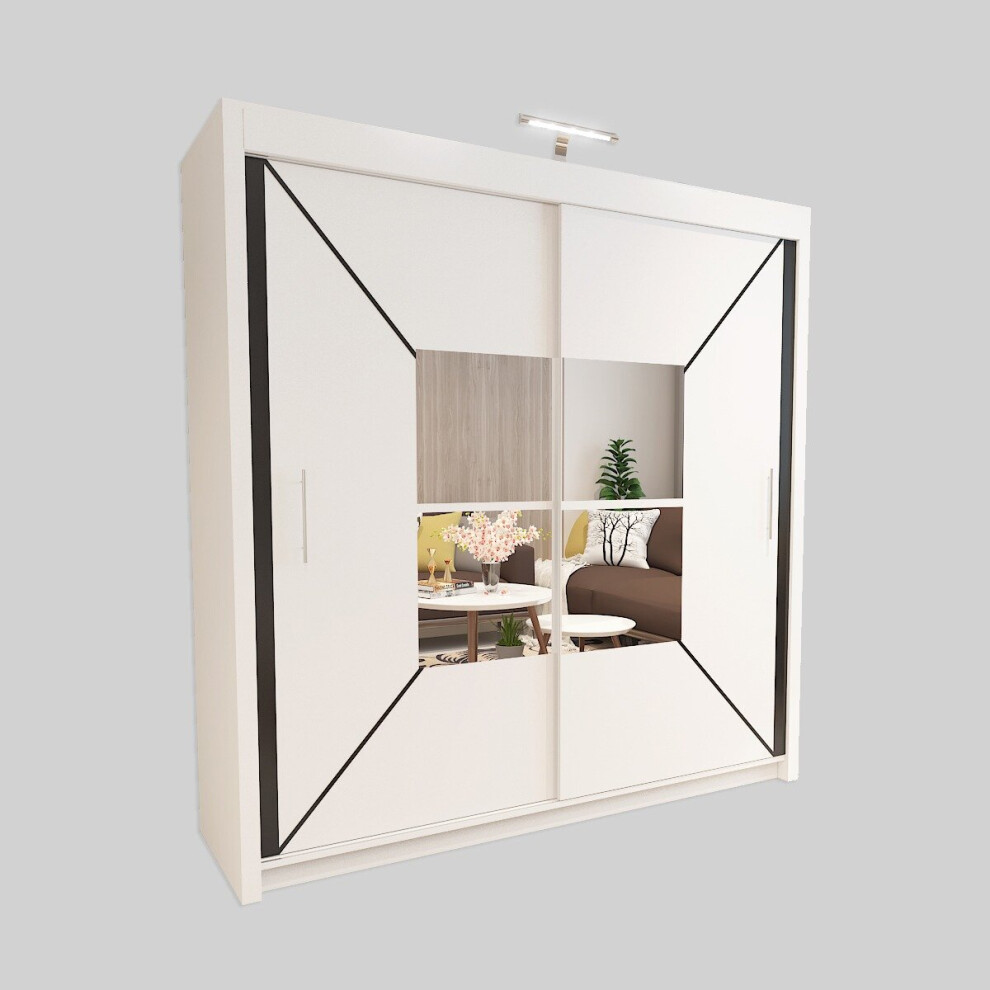 (120cm, 1 LED) Nicola Stylish Mirror Sliding Door Wardrobe