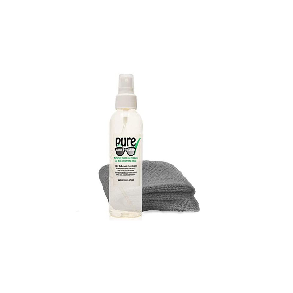 Ecopure Glasses & Lens Cleaning Kit - 150Ml. Contains Only Natural Ingredients. Gently Cleans All Dust, Dirt, Marks And Stains From Spectacles, Sun Glass