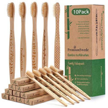 Cepillos de dientes de bambú Premiumswede - Biodegradables y suaves para adultos y niños - 10 unidades