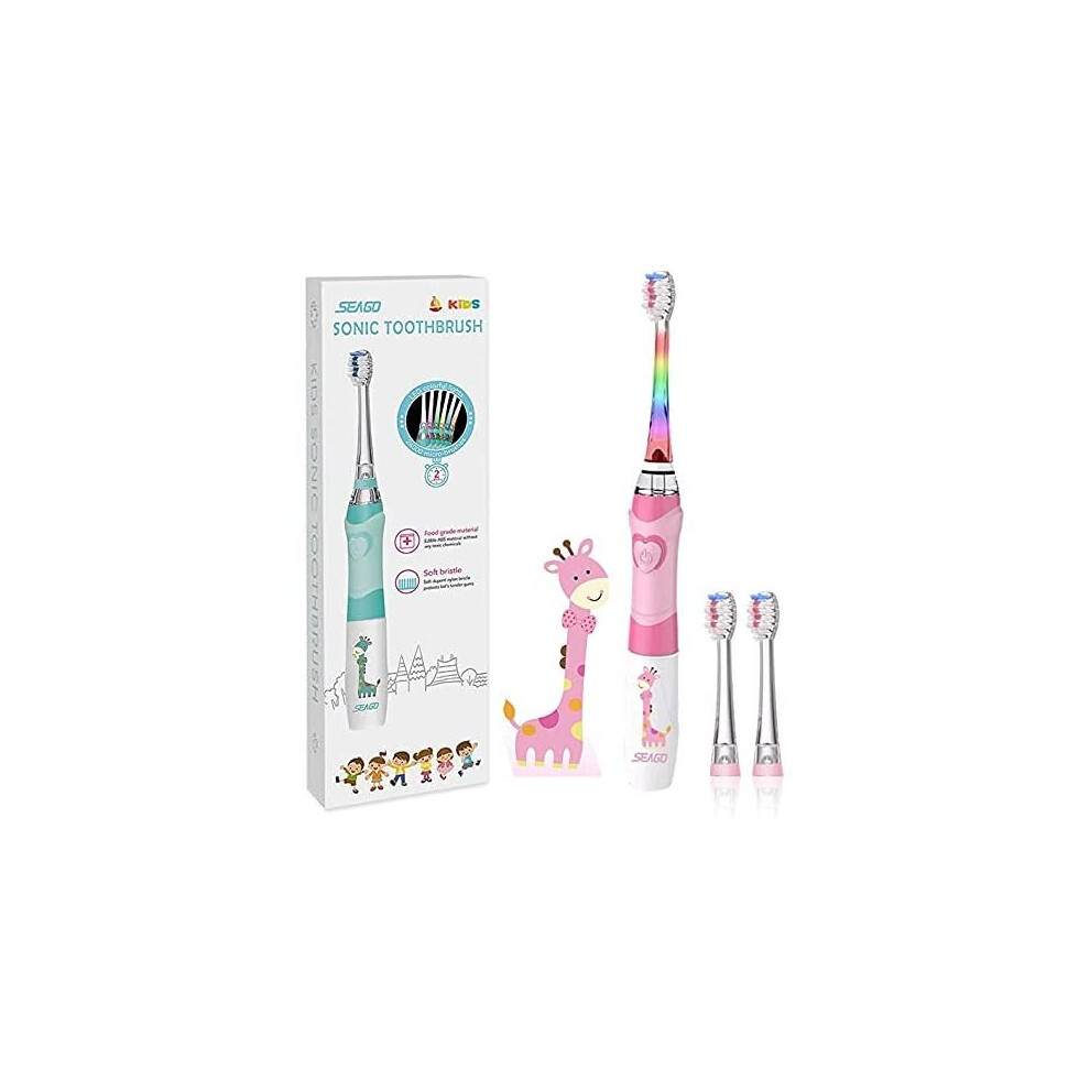 Kids Electric Toothbrushes Seago Childrens Toddler Battery Toothbrush for Ages 3+ Girls Boys with Timer Rainbow Flashing Light, Sonic Gentle Vibr-image-OPC-P97ZNTS-NEW
