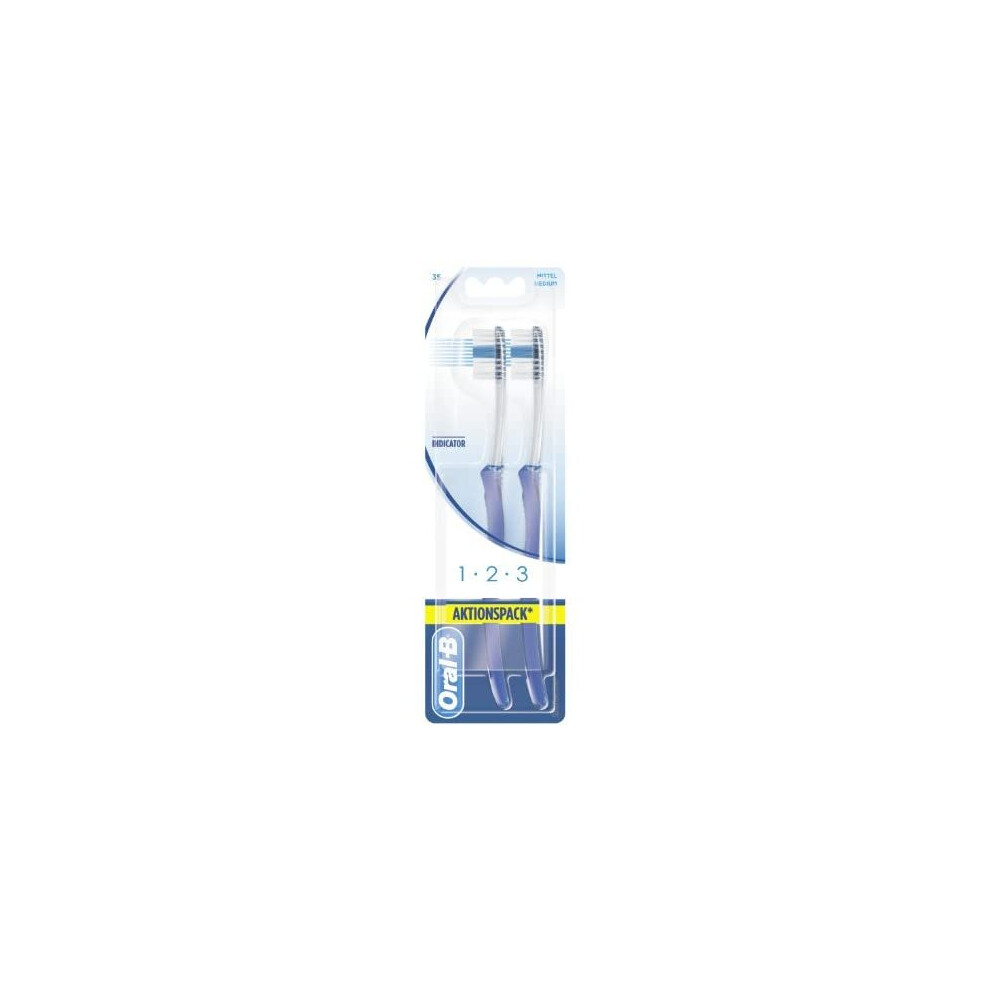 Oral-B 1,2,3 Indicator 35 Toothbrush, Medium, Pack of 2