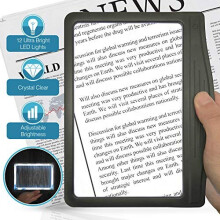 MagniPros 3X Large Ultra Bright LED Page Magnifier with 12 Anti-Glare Dimmable LEDs (Provide More Evenly Lit Viewing Area & Relieve Eye Strain)-I