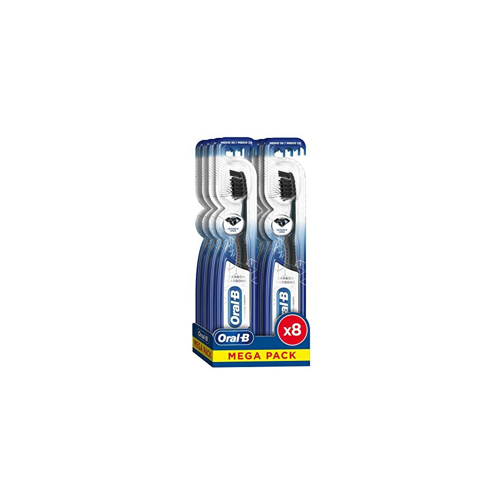 Oral-B Whitening Therapy Charcoal Toothbrush - Medium, 8 Pack