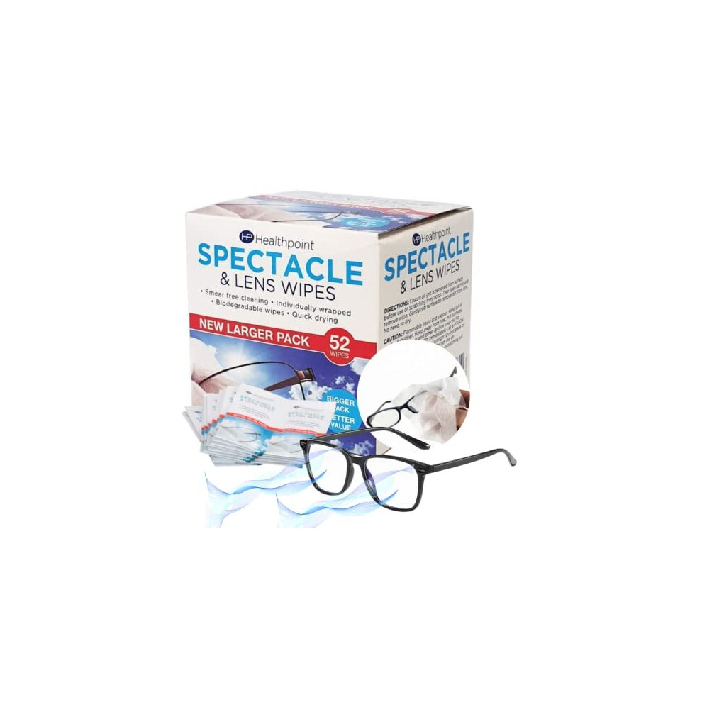 Glamza Blue/Light Healthpoint Glasses Wipes & Blocking Glasses - 1040 Individually Wrapped Lens Wipes - Also Suitable For Cameras, Binoculars & Smartpho