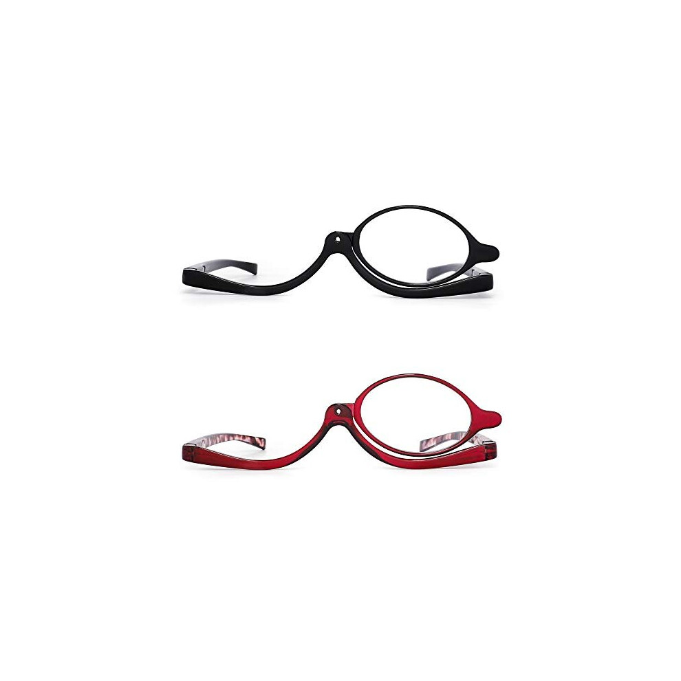 Jm 2 Pairs Makeup Reading Glasses Magnifying Flip Down Cosmetic Readers For Women