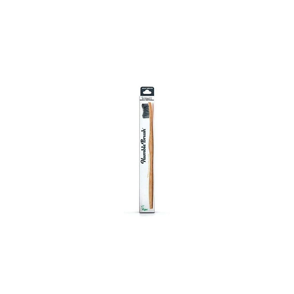 The Humble Co. Black Bamboo Toothbrush | Medium Bristles | Biodegradable, Eco-Friendly, Vegan For Your Everyday Oral Care, Dentist Approved (1 Pa