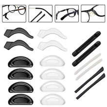 Anti-Slip Silicone Glasses Retainers – 9 Pairs with Nose Pads and Temple Tips, Grippers for Secure Eyewear Fit During Sports