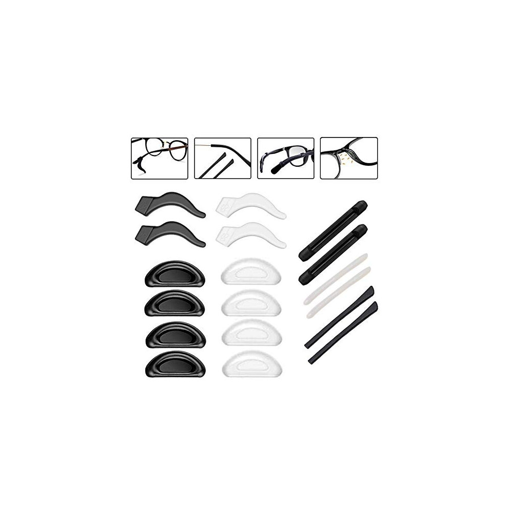 Eyerayo Anti-Slip Silicone Glasses Retainers – 9 Pairs With Nose Pads And Temple Tips, Grippers For Secure Eyewear Fit During Sports