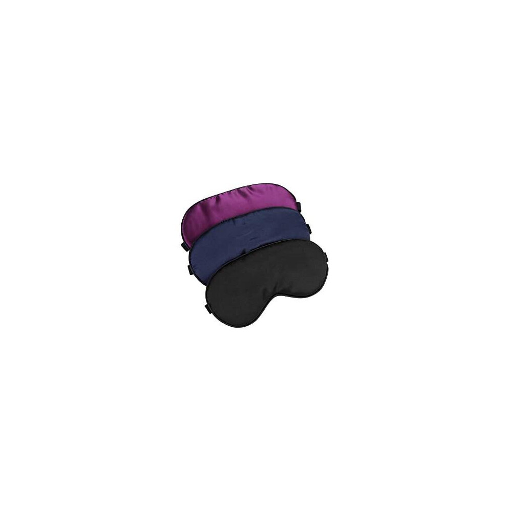 Hochoek Black/Dark/Blue Silk-Sleep-Mask Eye-Mask Eye-Cover Eyeshade - 100% Silk Soft Adjustable Strip Eye Cover(+ Blue+Purple)