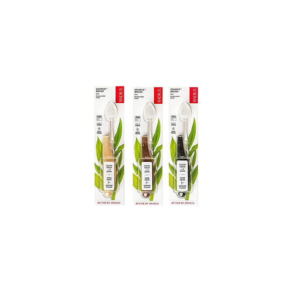 Radius Toothbrush Source Brush Soft Assorted Handles 3 Count | Bpa Free And Ada Accepted | Designed To Improve Gum Health And Reduce The Risk Of
