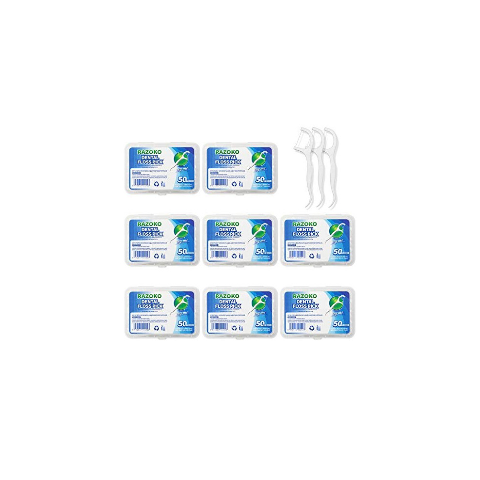 Razoko Dental Floss Picks, High-Pull Toothpicks Sticks Clean/Heathy Dentalpicks With Travel Case Perfect For Family,Hotel,Travel (400Pcs)