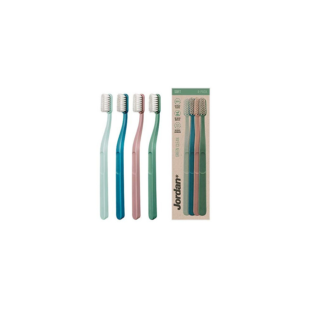 Jordan* Green Jordan | Clean Manual Toothbrush | Award Winning Sustainable Toothbrush Made From Recycled Materials | Eco-Friendly | Scandinavian Design