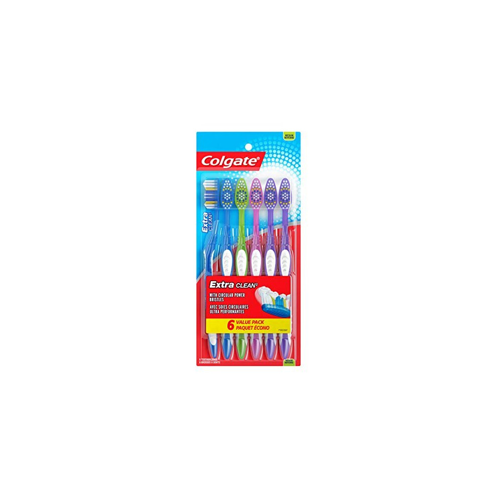 Colgate Extra Clean Full Head Toothbrush, Medium - 6 Count