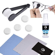 Cleaning Kit for Eyeglasses/Sunglasses - Lens Cleaning Tool with 2 Sets of Spare Pads, Lens Cleaning Spray Bottle, 3 Microfiber Cloths - Quick, S