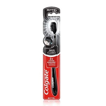 Colgate Toothbrush 360 Activated Carbon Medium, Pack of 1 - Manual Toothbrush Cleans Teeth, Tongue, Cheeks and Gums