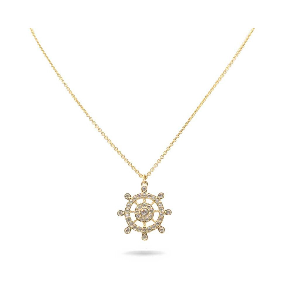 Swarovski Ocean Collection Ships Wheel Gold Necklace