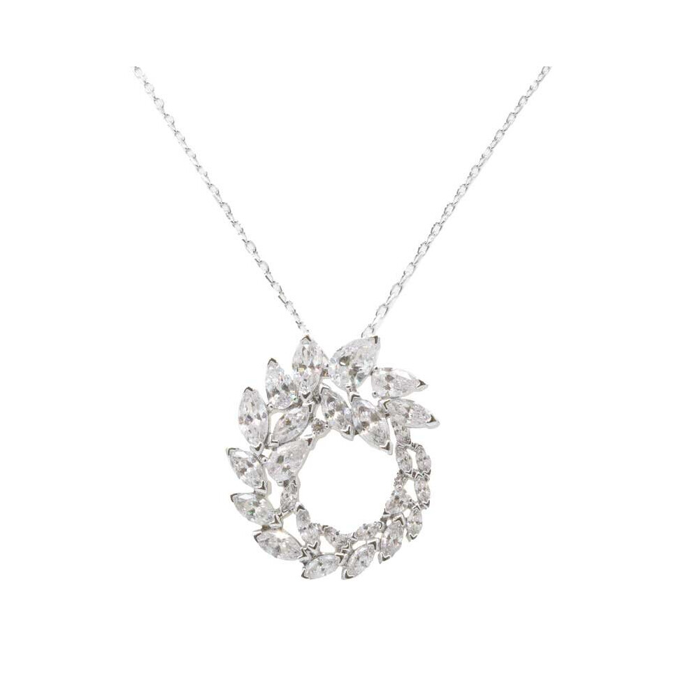 Swarovski Louison Collection Czech White Crystal Necklace Silver