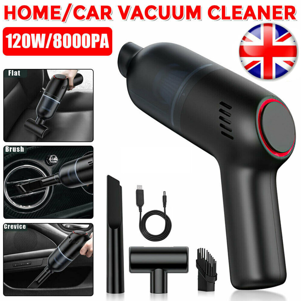 Handheld Vacuum Cleaner 120W 8000Pa Cordless Car Vacuum Cleaner Home Black 9183850348858