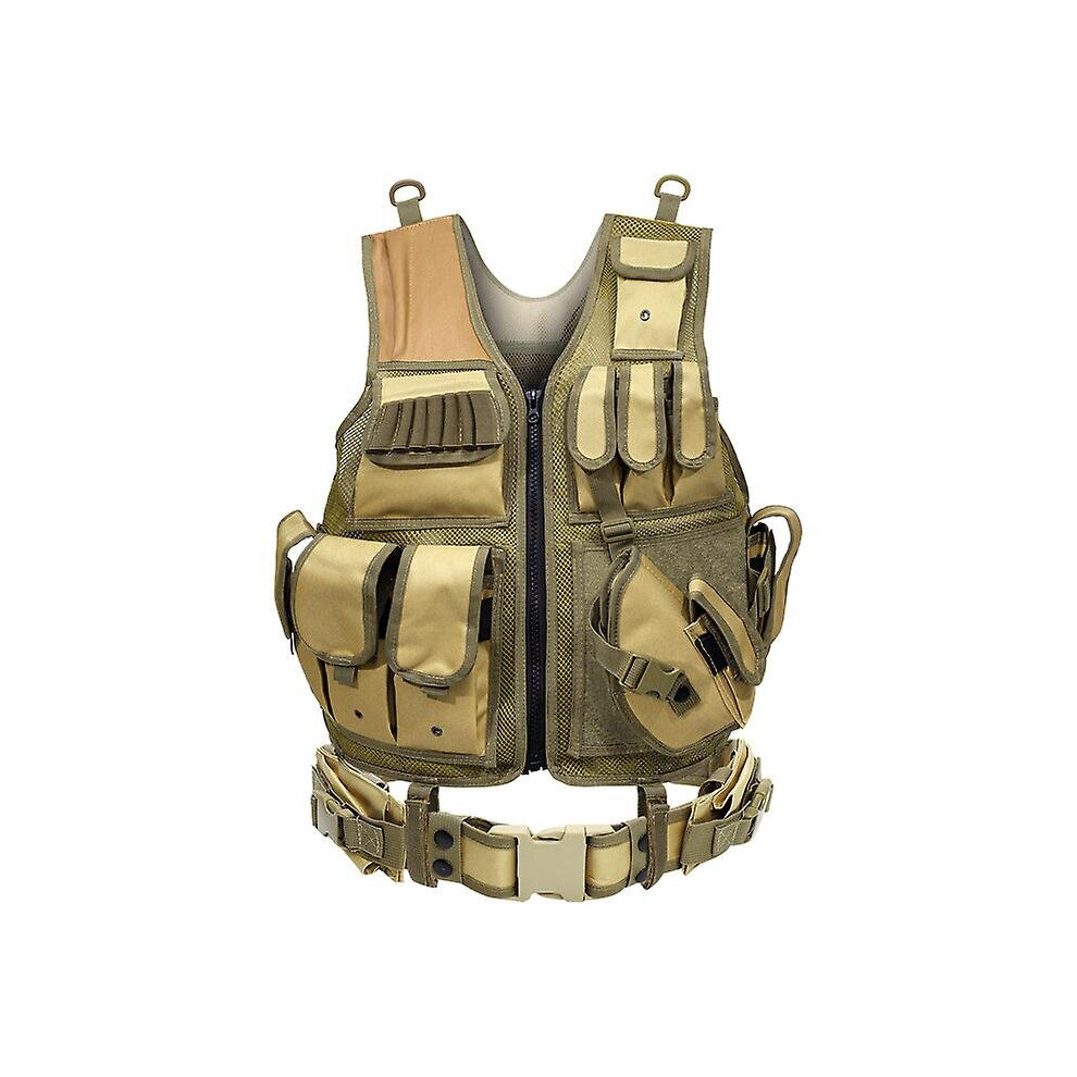 (Brown) Military Tactical Vest Law Enforcement Vest Outdoor Adventure Survival Protective Gear 768664237919