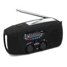(Black) Emergency Solar Radio Hand Crank Weather Radio With Led Flashlight Phone Power Bank Charger