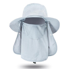 (Light Grey) Fishing Hat Uv Sun Protection Cap Summer Bucket Hat With Removable Face Neck Cover