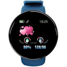 (Blue) Smart Watch Waterproof Fitness Watch With Heart Rate Blood Pressure Monitor For Android Ios