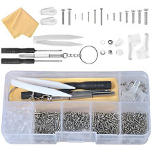 Eyeglass Repair Kit, Glasses Repair Kit with 500 Screws, Nose Pads for Eyeglasses, Tweezers and Cleaning Cloth for Eyeglass Sunglass Spectacles W