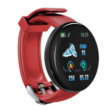(Red) Smart Watch Waterproof Fitness Watch With Heart Rate Blood Pressure Monitor For Android Ios