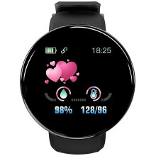 (Black) Smart Watch Waterproof Fitness Watch With Heart Rate Blood Pressure Monitor For Android Ios