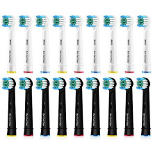 18pcs Precision Brush Heads for Oral-B Electric Toothbrushes White 9er & Black 8er - Deep Clean, Precise Plaque Removal
