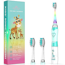 Kids Electric Toothbrush, Childrens Battery Tooth Brush with Timer Operated by Sonic Technology for Junior Boys and Girls (New Green)
