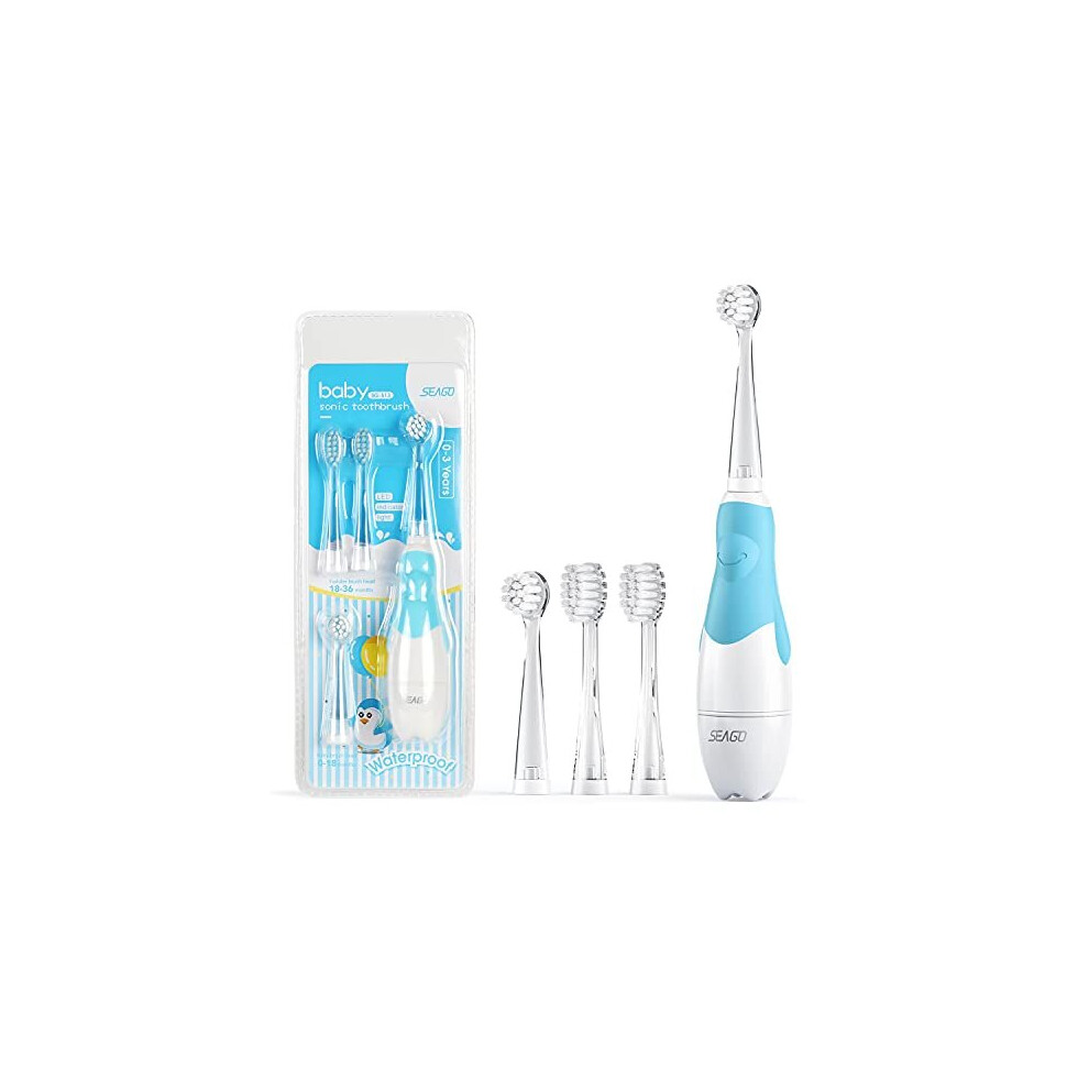 Seago Sonic Electric Toothbrush for Kids from 6 Months to 4 Years Old, Sonic Toothbrush with LED Light Brush Intelligent Timer Waterproof IPX7?Ba