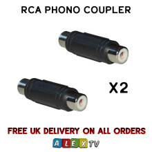 2 x RCA Phono Coupler Joiner Female Plug AV Audio Video Connector Adaptor