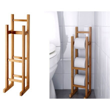(Large Natural) Bamboo Wooden Toilet Tissue Roll Holder Storage