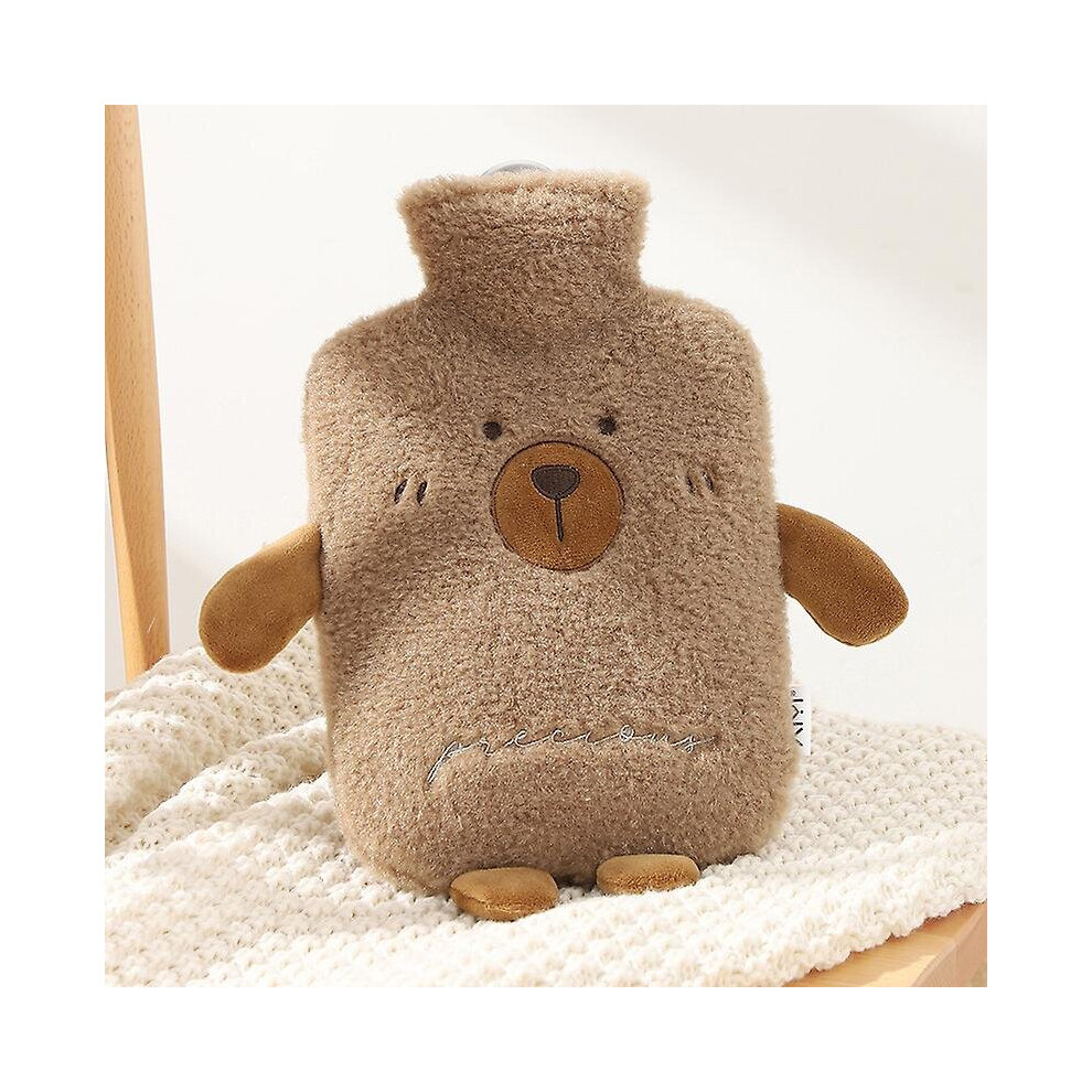 (Bear) Hot Water Bottle Hot Water Bag With Plush Cover 1000ml Water Injection Hand Warmer