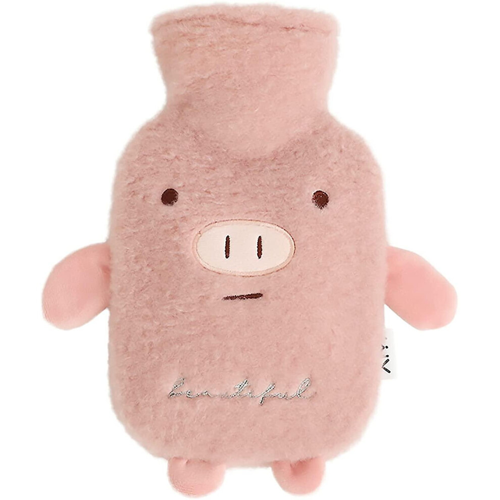 (Pig) Hot Water Bottle Hot Water Bag With Plush Cover 1000ml Water Injection Hand Warmer