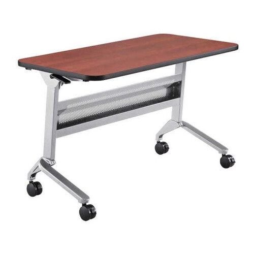 Safco LF2448TSLVLCRM Flip-N-Go Rectangular Training Table - Silver & Cherry - 29 x 48 x 24 in.