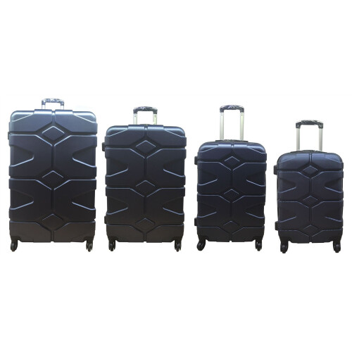 (Navy , Set of 4) Hampton & Stewart Hard Shell Extra Large Suitcase