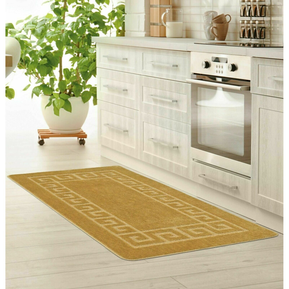 (Ochre , 50 x 80 cm) New Modern Indoor Entrance Beautiful Washable Rug