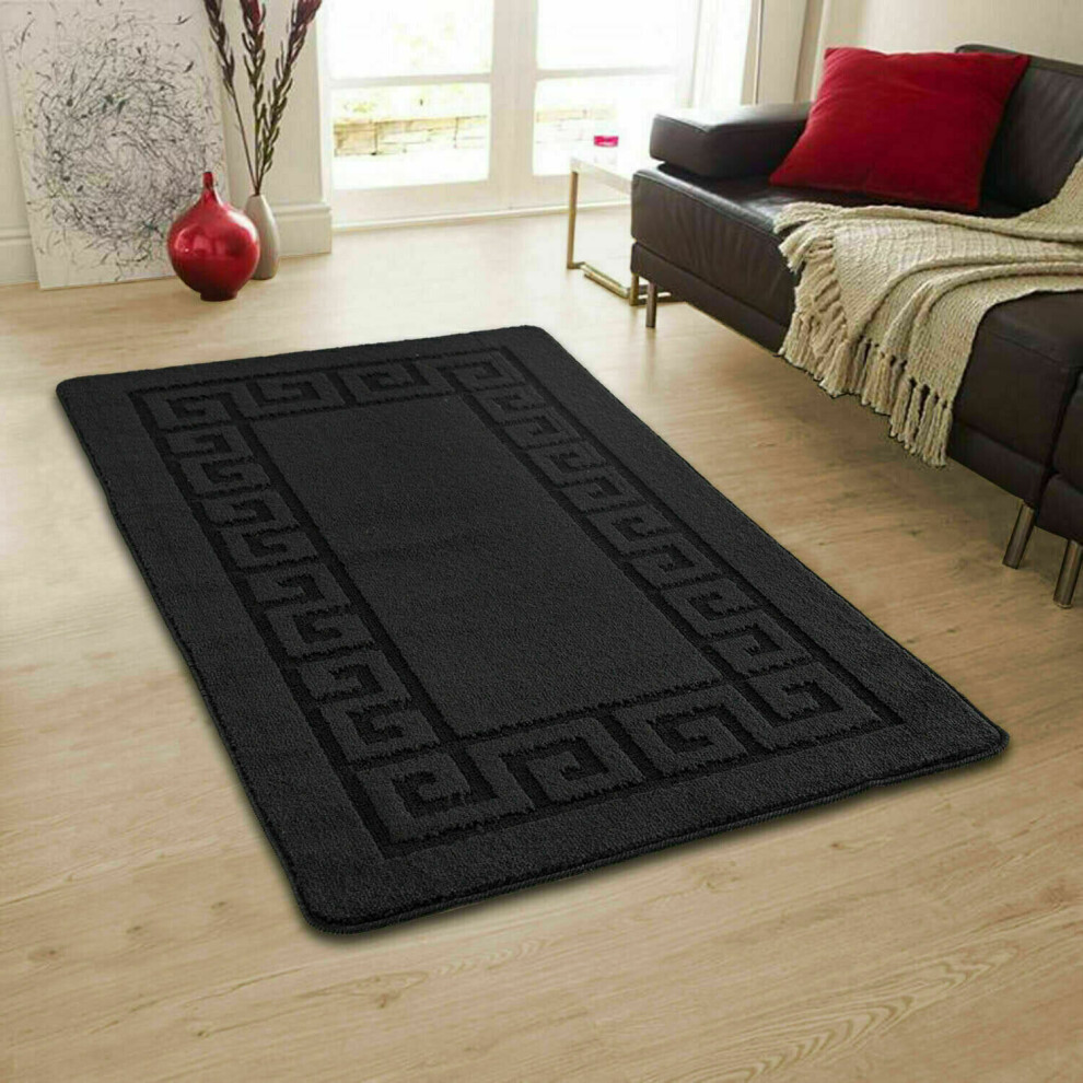 (Black, 80 x 150 cm) New Modern Indoor Entrance Beautiful Washable Rug