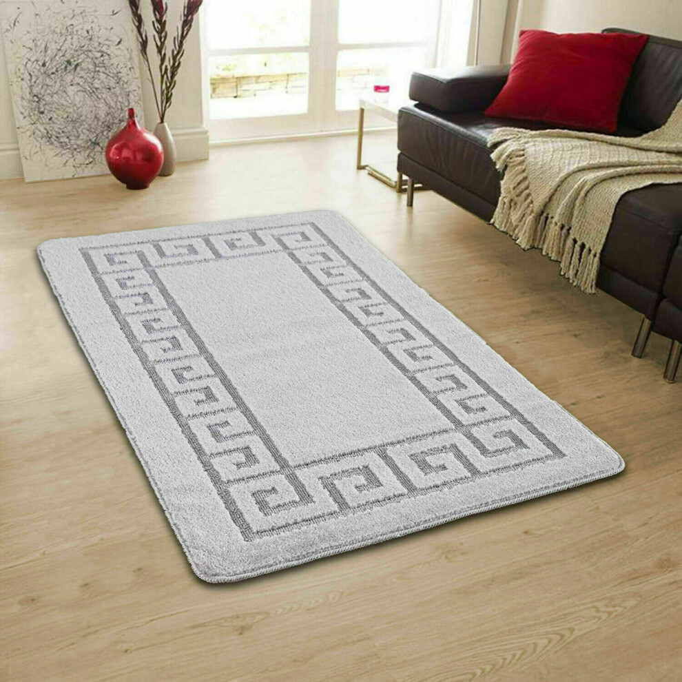 (Silver , 120 x 150 cm) New Modern Indoor Entrance Beautiful Washable Rug