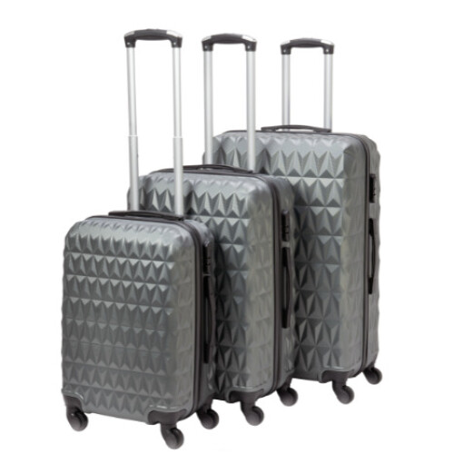 (Silver , Small) Hampton & Stewart Diamond Design HardShel Suitcase
