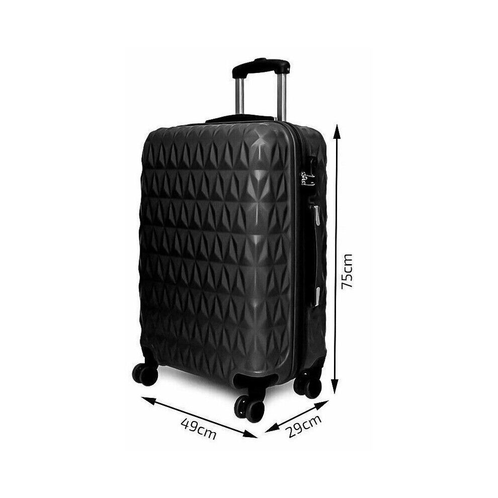 (Black, Large) Hampton & Stewart Diamond Design HardShel Suitcase