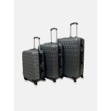 (Grey, Set of 3) Hampton & Stewart Diamond Design HardShel Suitcase
